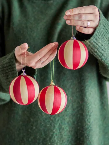 Wynn Weihnachtskugel - Rot, 3er-Pack, Ø8 cm - Bloomingville