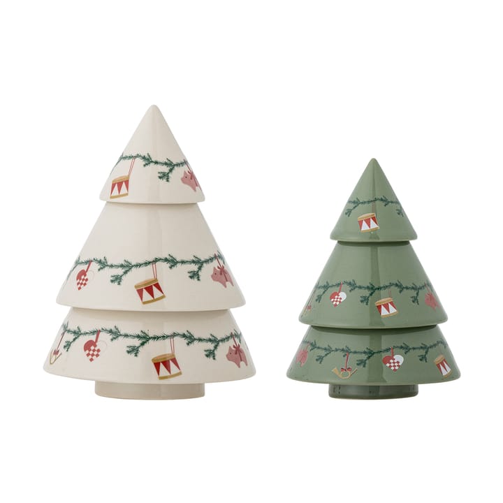 Yule Dekorationsbäume 2-teilig - Beige-grün - Bloomingville