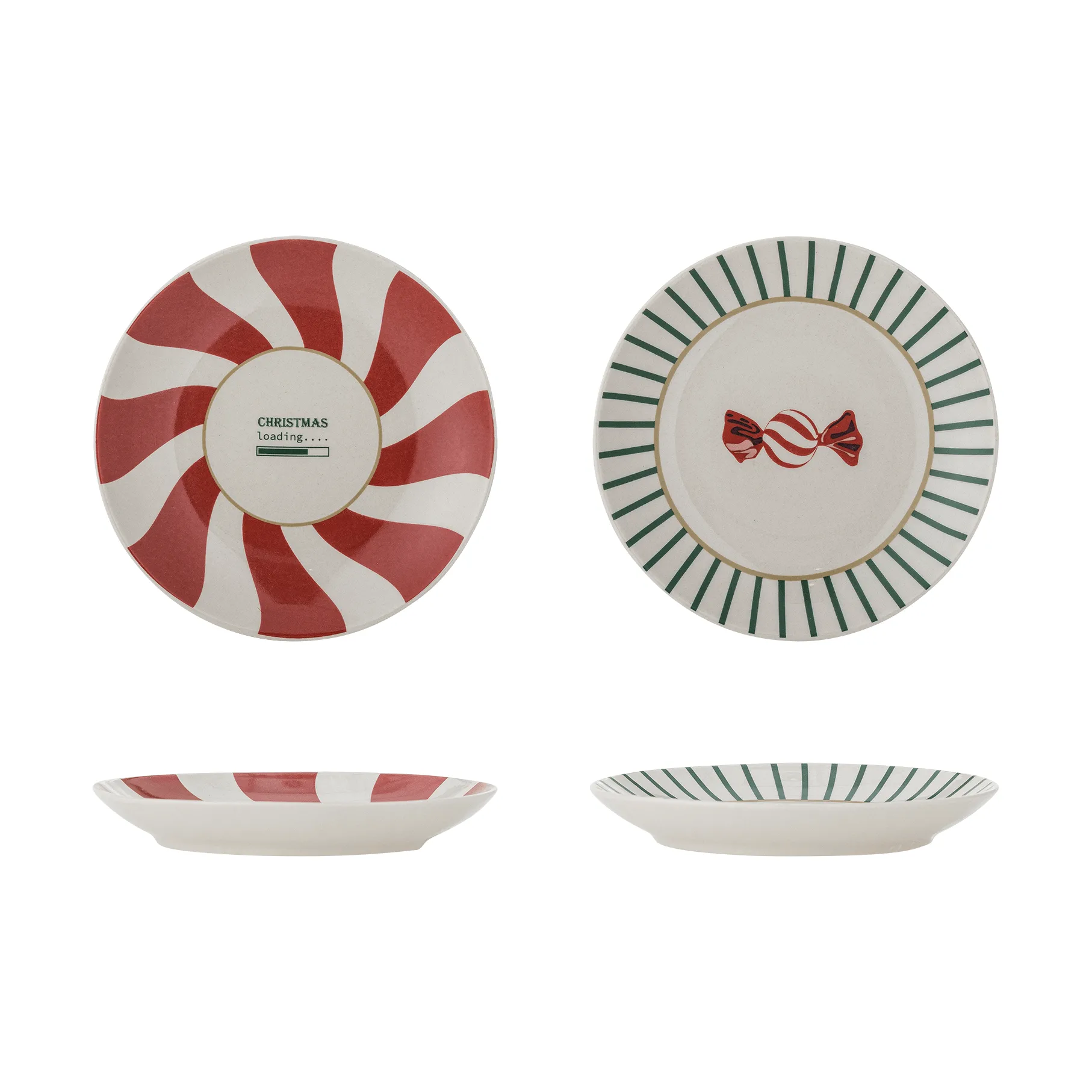 Yule Dessertteller, Rot-Grün, 2-teilig, Ø12,5 cm Bloomingville