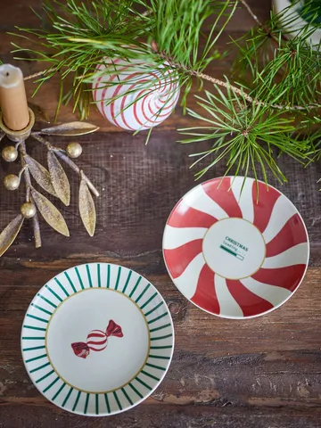 Yule Dessertteller - Rot-Grün, 2-teilig, Ø12,5 cm - Bloomingville
