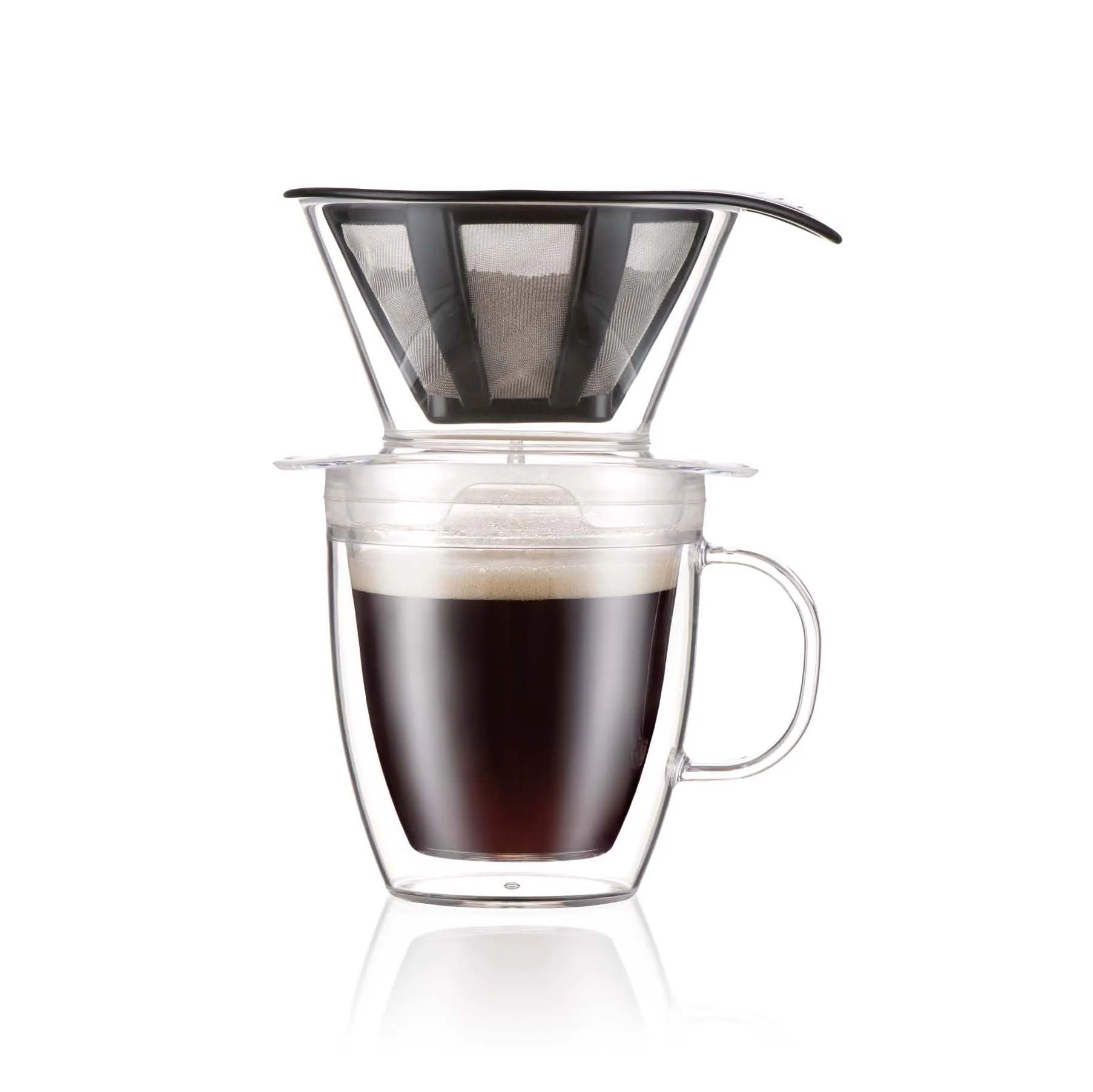 Pour Over doppelwandige Tasse mit Filter 35cl, Transparent Bodum