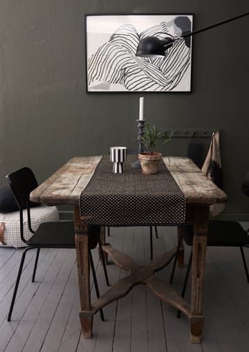 Jute check Tischläufer aus Baumwolle 35 x 120 cm - Schwarz - Boel & Jan