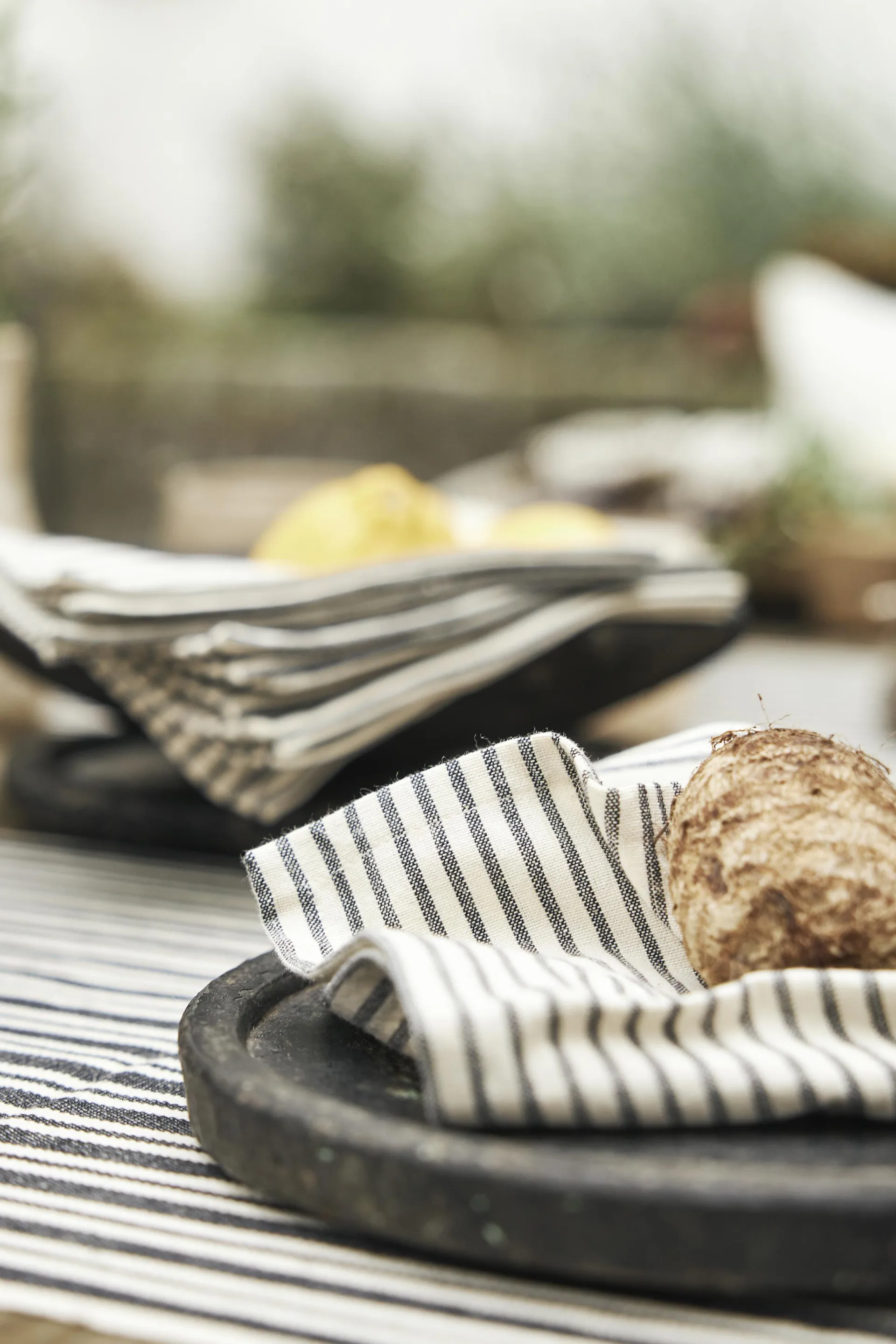 Sammie Baumwollserviette 40x40 cm 4er-Pack, Schwarz-Weiß Boel & Jan