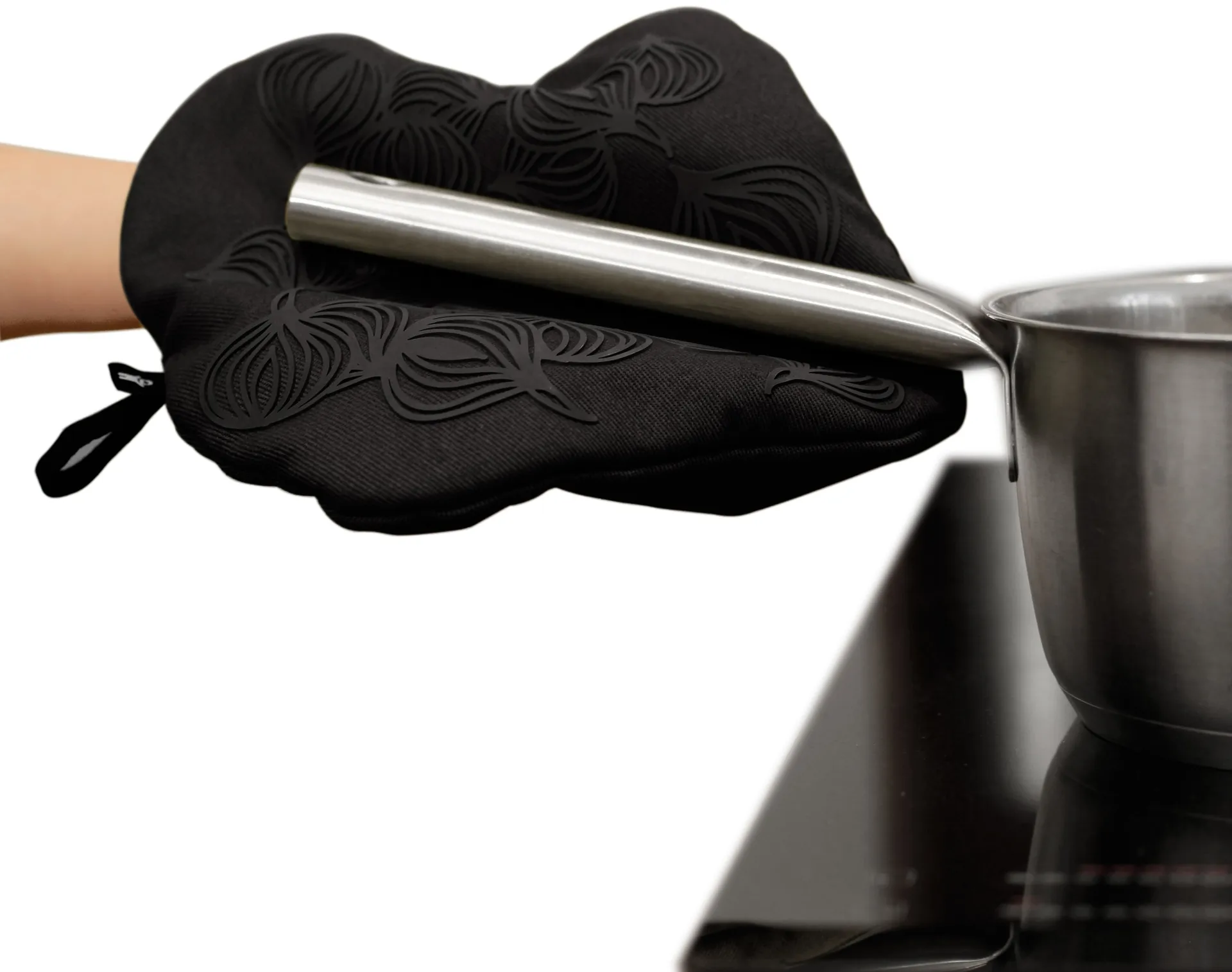 Bosign rutschfester Topflappen mit Eingriff, Schwarz Bosign