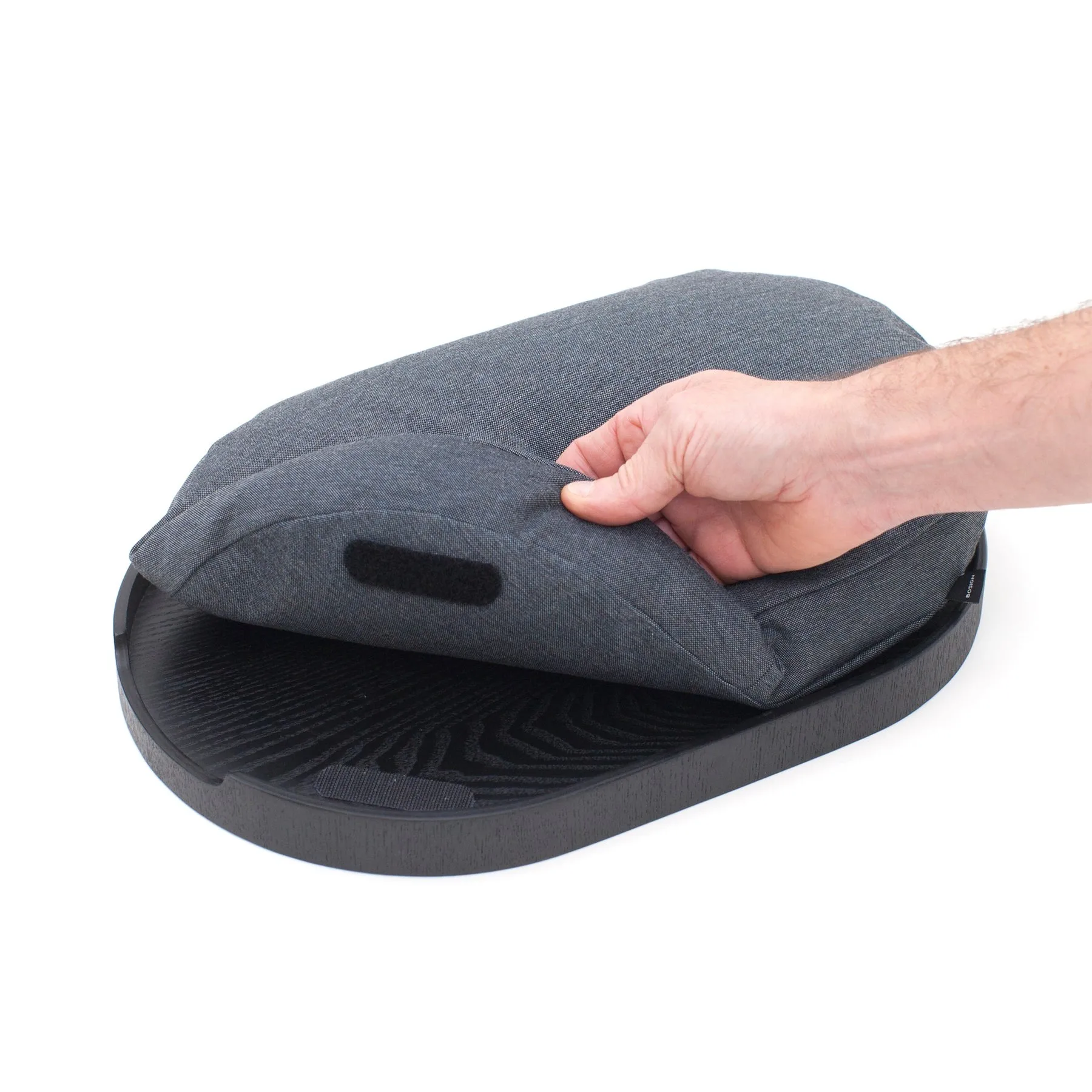 CurveLine™ Anti-Rutsch-Knietablett 39x26 cm, Schwarz Weide-grau Bosign