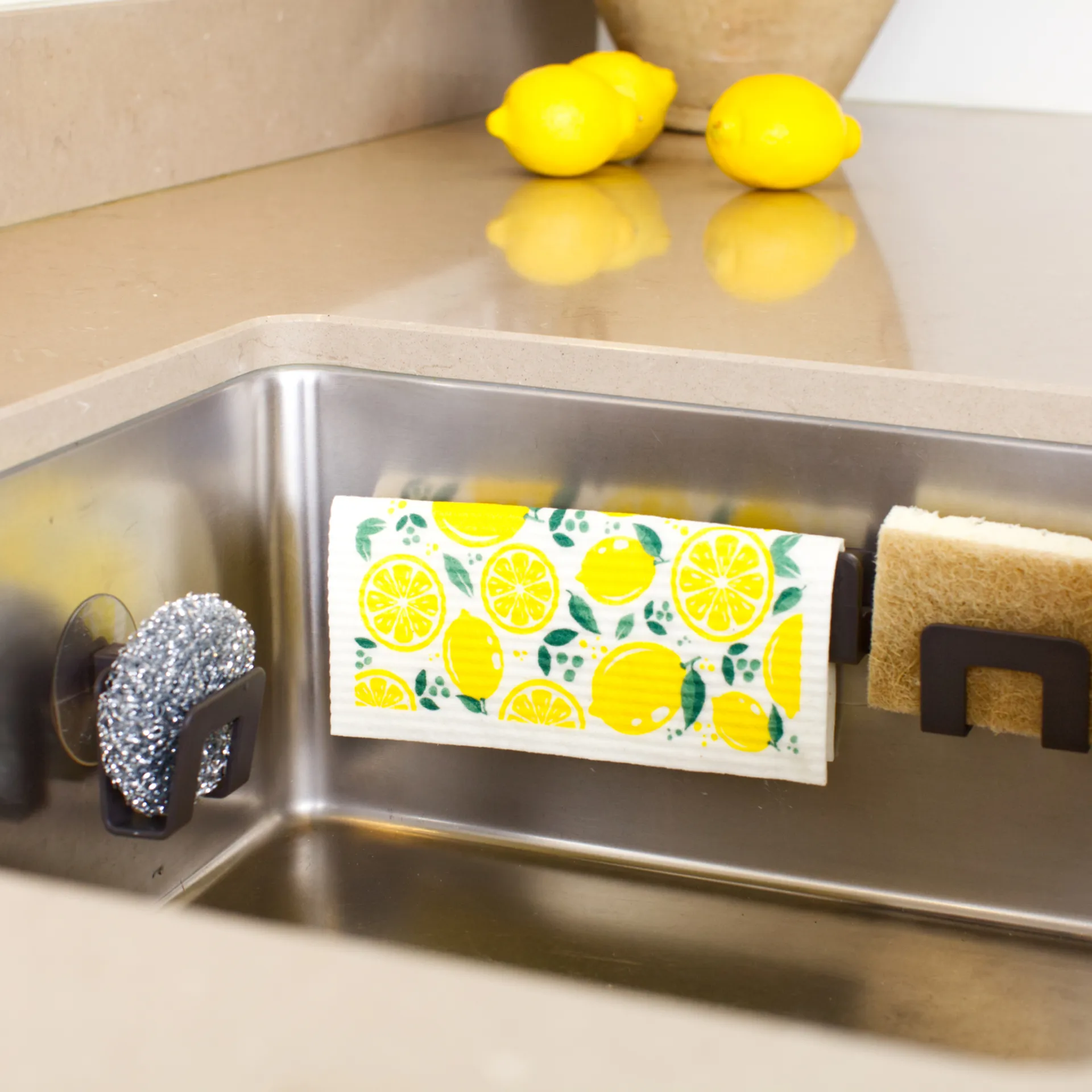 Halter für Spültuch und Schwamm mit Saugnapf, Graphitgrau Bosign