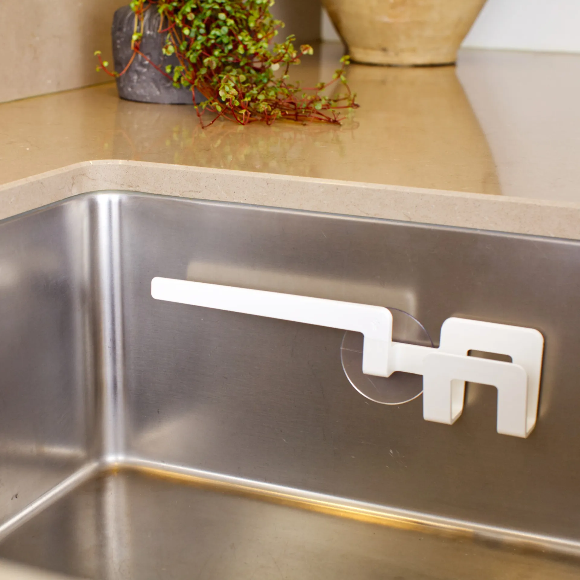 Halter für Spültuch und Schwamm mit Saugnapf, Weiß Bosign