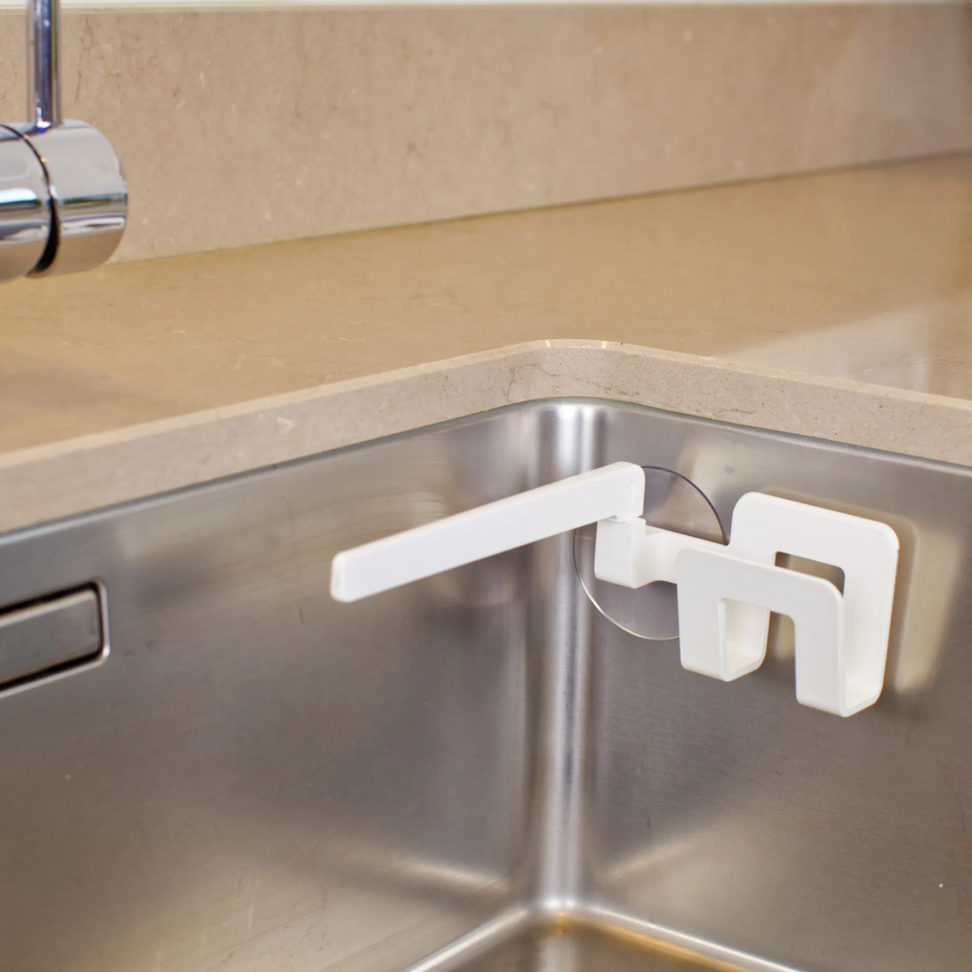 Halter für Spültuch und Schwamm mit Saugnapf, Weiß Bosign