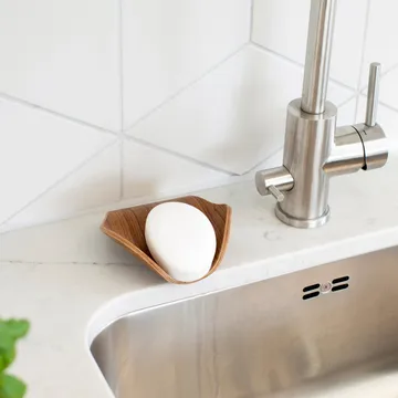 Leaf™ Seifenschale mit Abtropfung 11,5x11,5 cm - Walnuss - Bosign