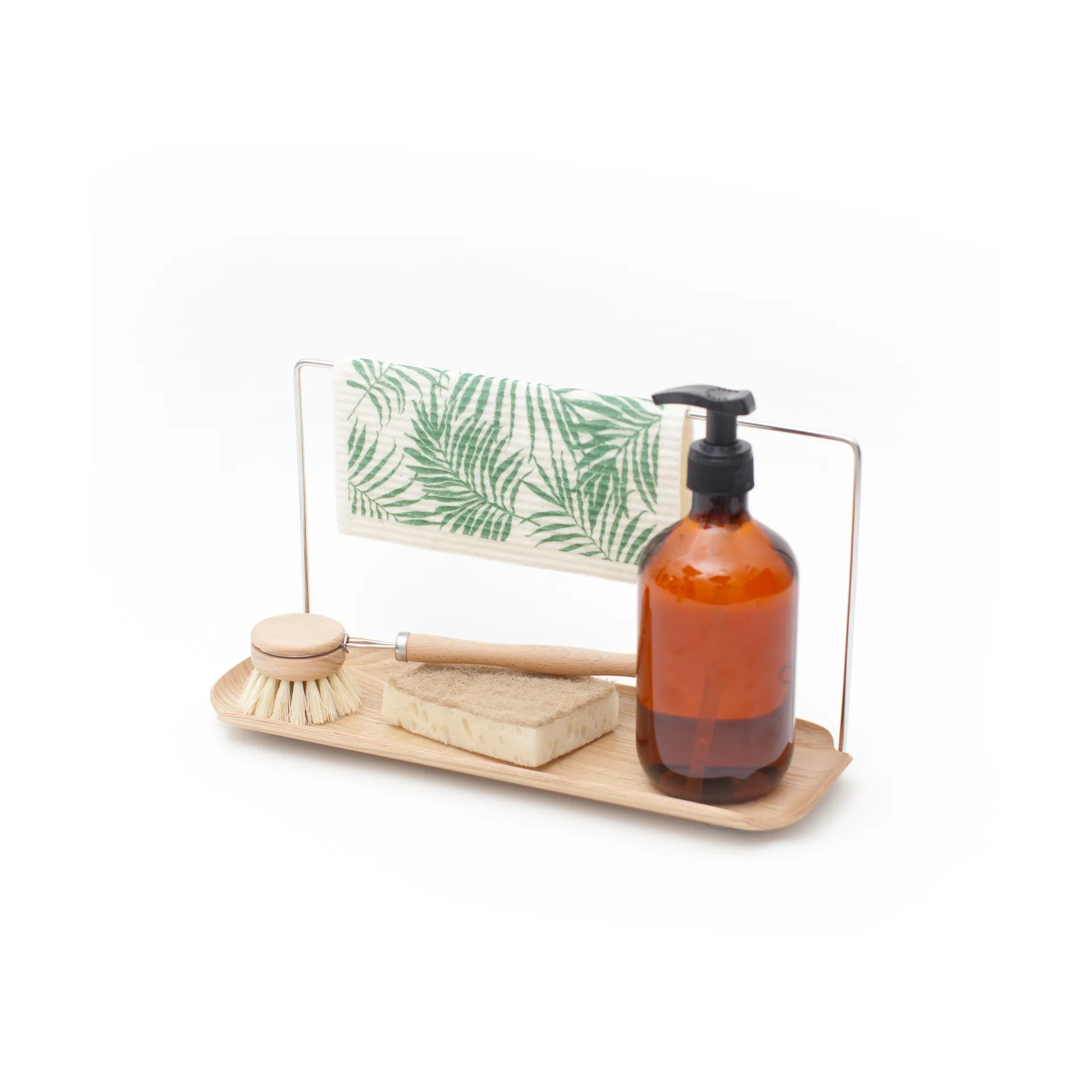 LEAF Waschbecken Organizer mit Geschirrtuch Kleiderbügel , Weidenholz-Edelstahl Bosign