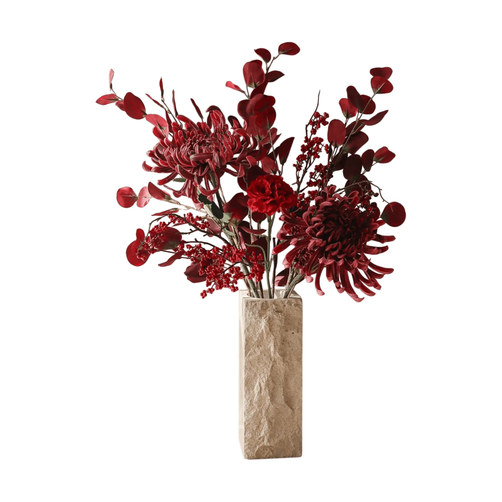 Berry drama Kunstblumenstrauß, Spinnen-Chrysantheme, Nelke, Eukalyptus, 84 cm Botané