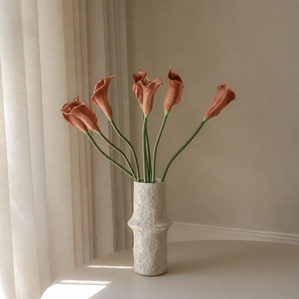 Calla-Lilien Kunstblumenstrauß, Braun, 62 cm, 8 St. Botané