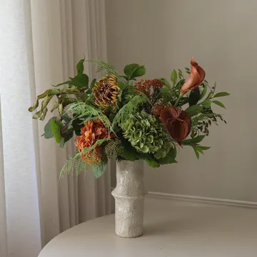 Cedar Grove Kunstblumenstrauß - Hortensie-Halbkaktus-Dahlie-Kalla, 90 cm, 14 St - Botané