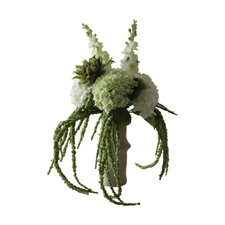 Enchanted Matcha Kunstblumen-Bouquet - Rittersporn-Amarant-Hortensie-Kaktus, 9 St. - Botané