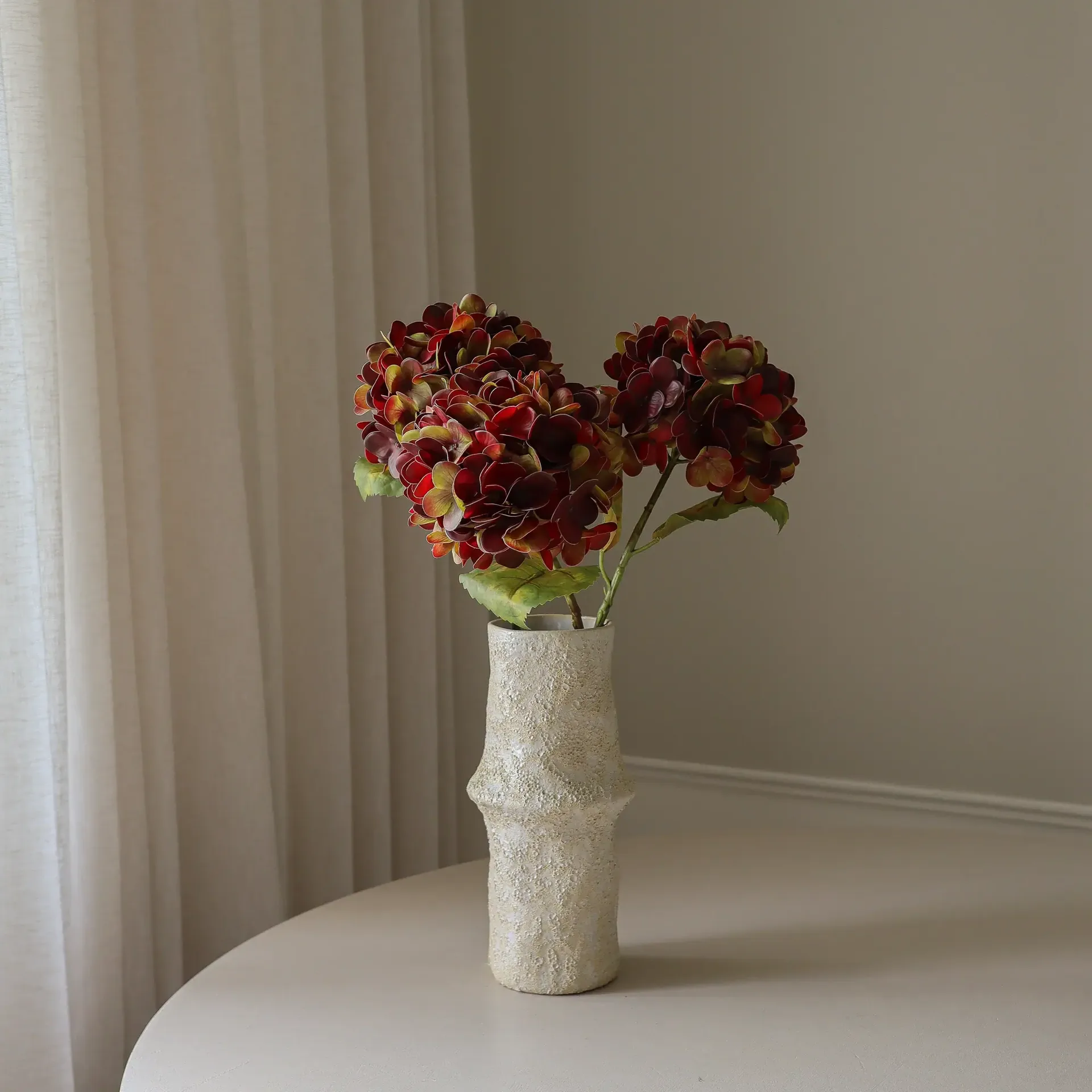 Hortensie Kunstblumenstrauß, Dunkles Burgunderrot, 60 cm, 1 Stk. Botané