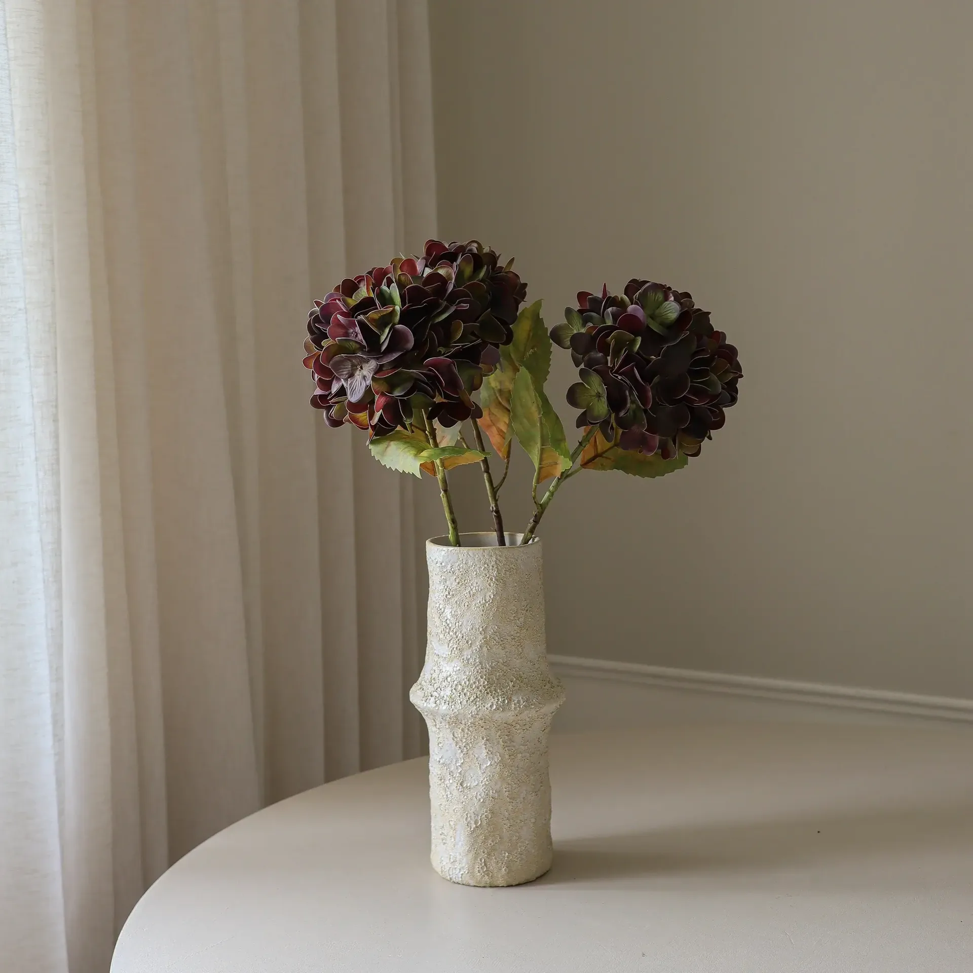 Hortensie Kunstblumenstrauß, Gedämpftes Lila, 60 cm, 1 St. Botané