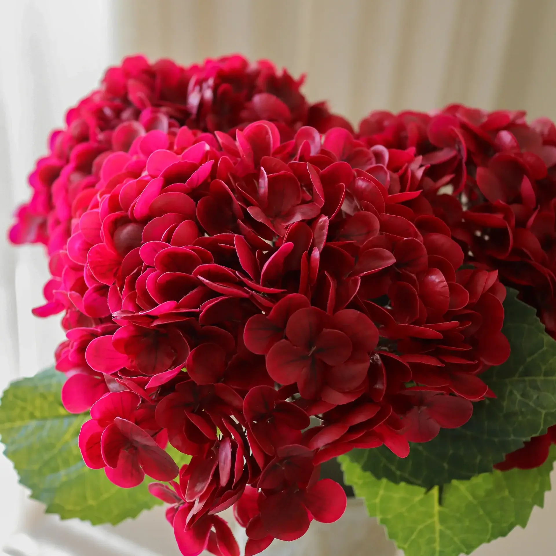 Hortensie Kunstblumenstrauß, Rot, 51 cm, 1 St. Botané