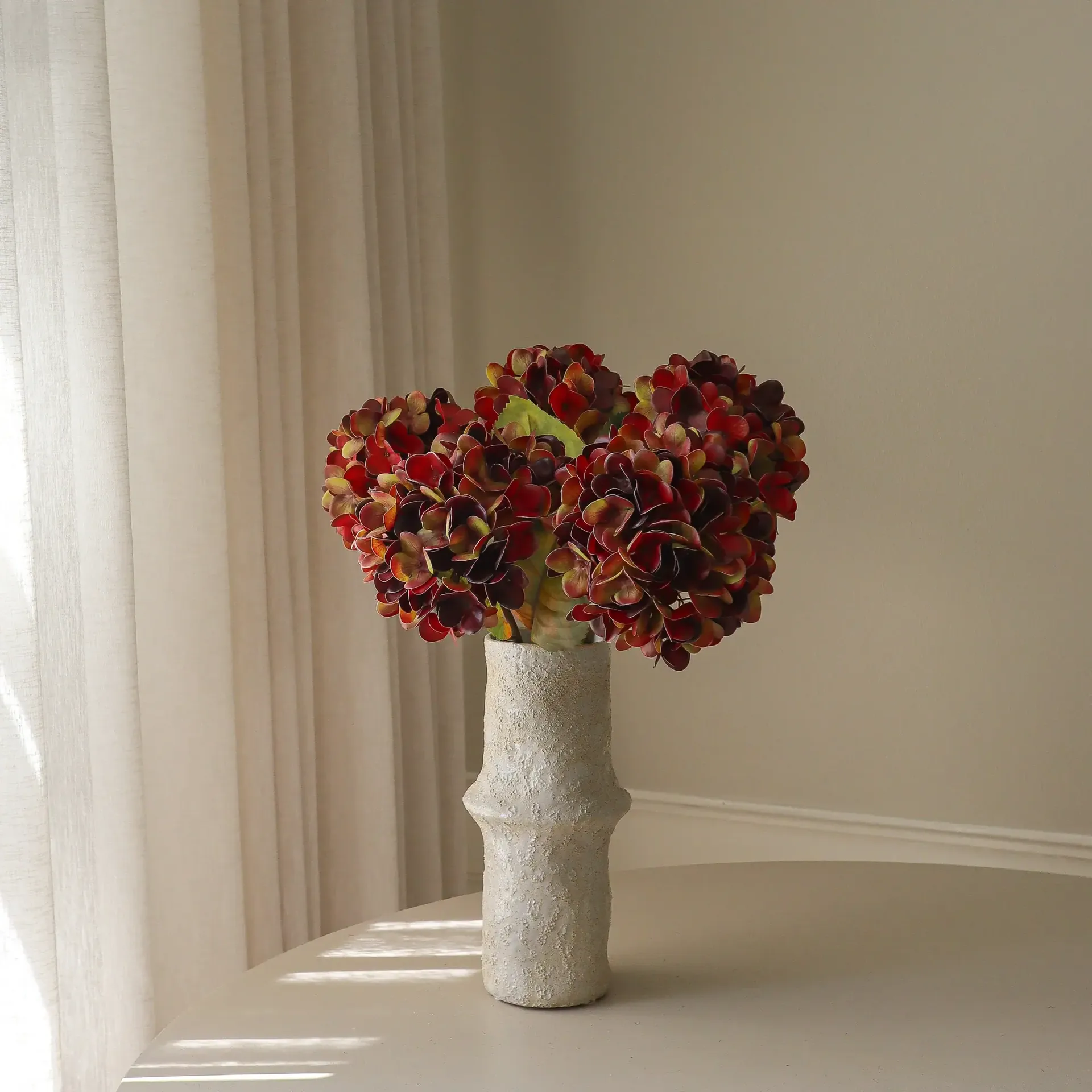 Hortensien Kunstblumen-Bouquet, Dunkelburgunder, 60 cm, 6 St. Botané