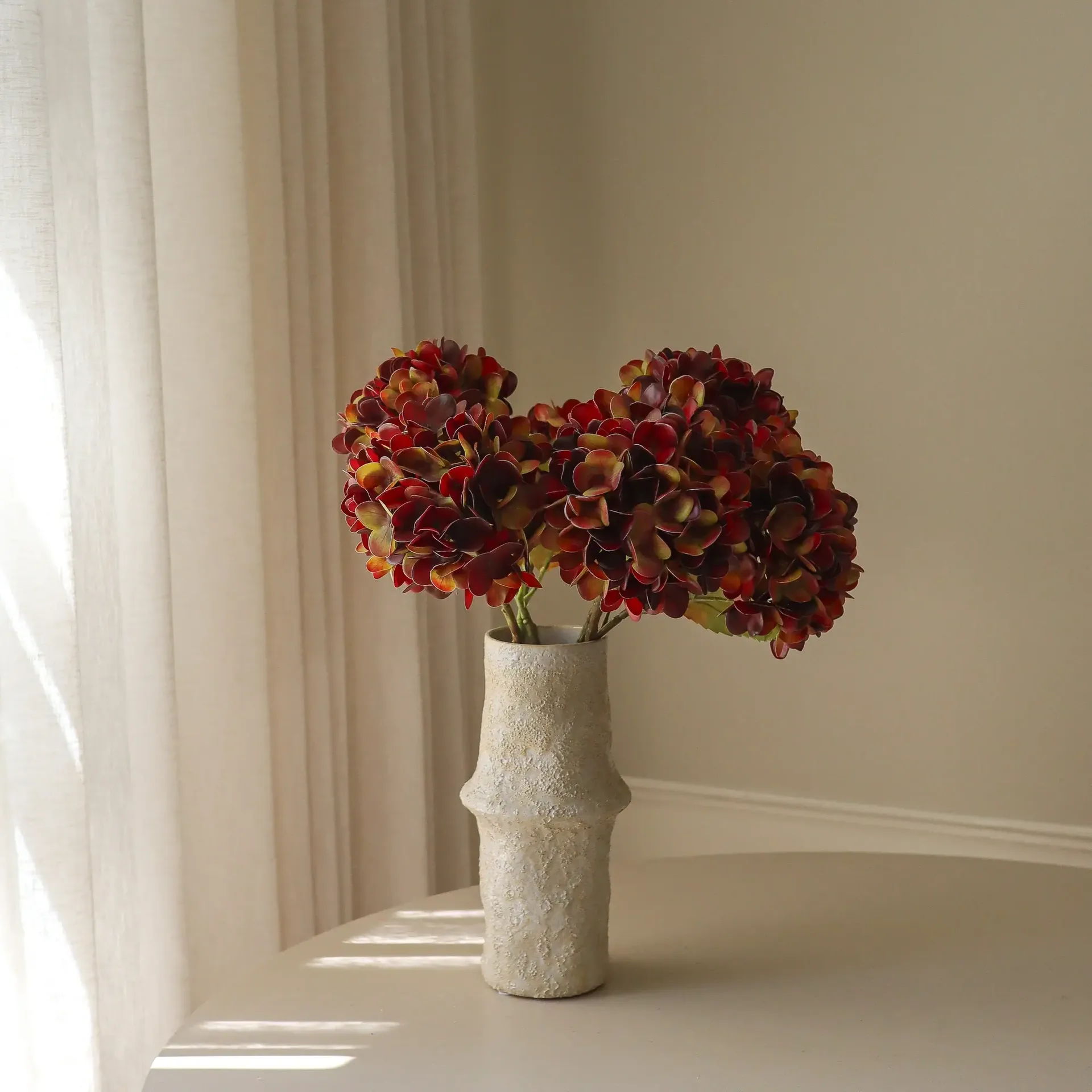 Hortensien Kunstblumen-Bouquet, Dunkelburgunder, 60 cm, 6 St. Botané