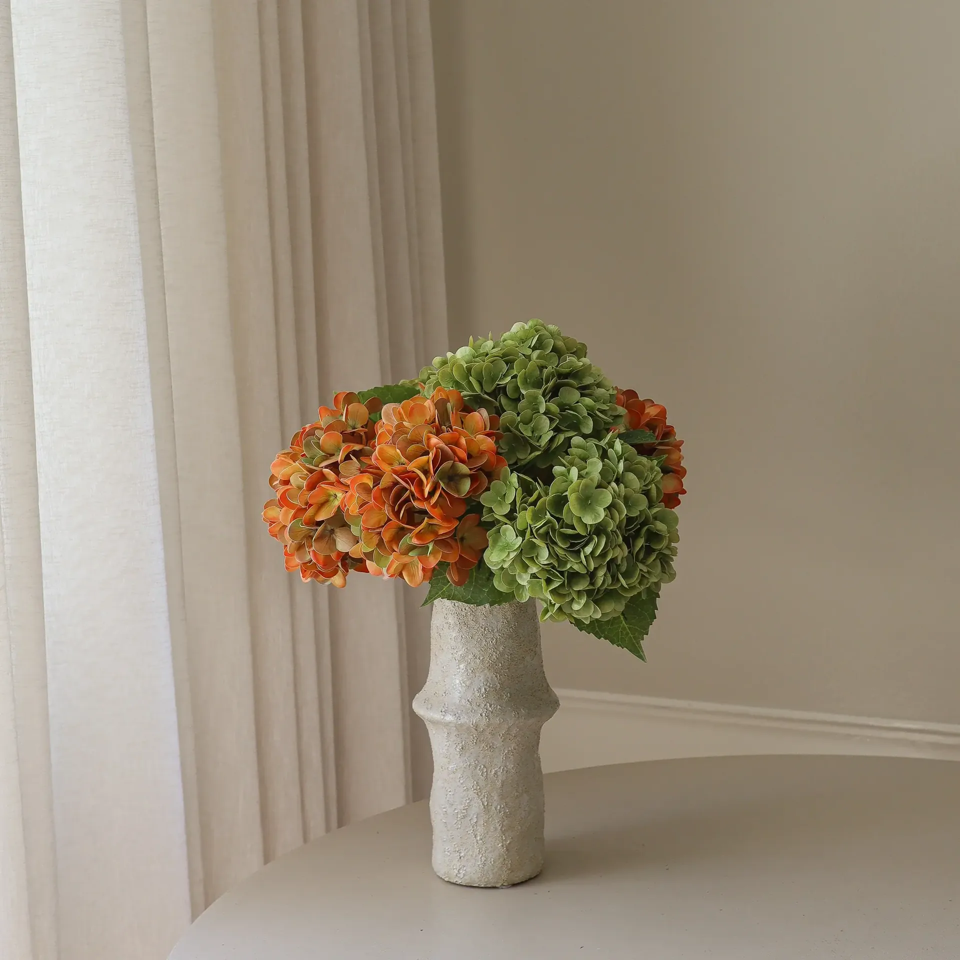 Hortensien Kunstblumen-Bouquet, Kupfer, 60 cm, 7 St. Botané