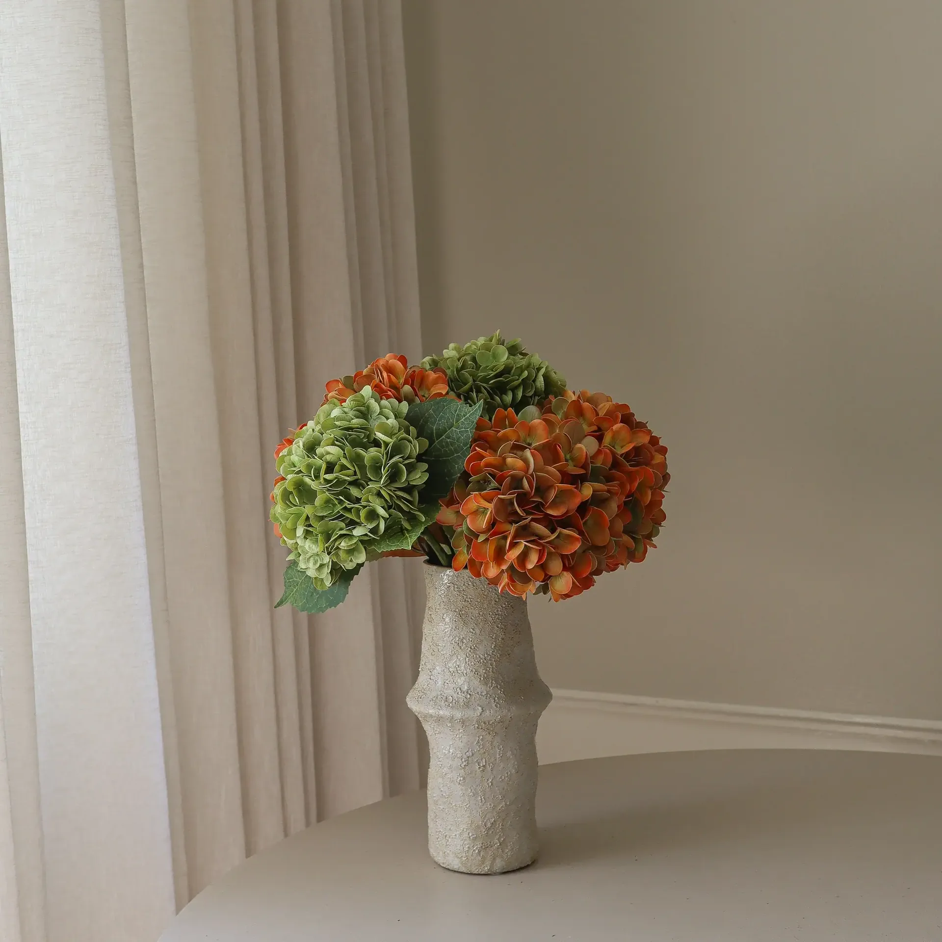 Hortensien Kunstblumen-Bouquet, Kupfer, 60 cm, 7 St. Botané
