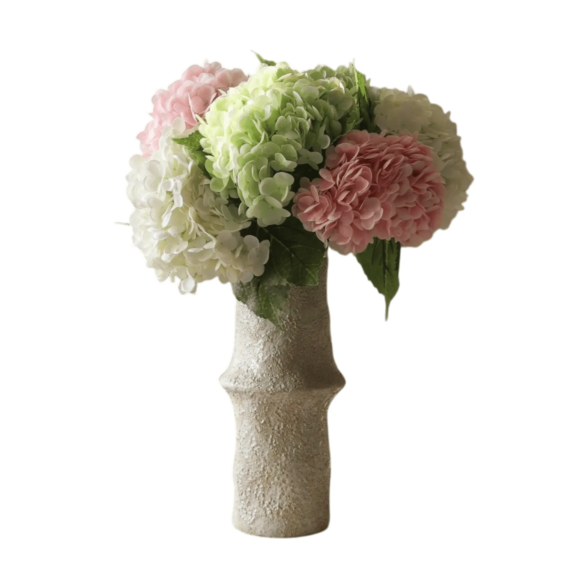 Hortensien Kunstblumen-Bouquet, Rosa-Weiß-Grün, 7 St. Botané