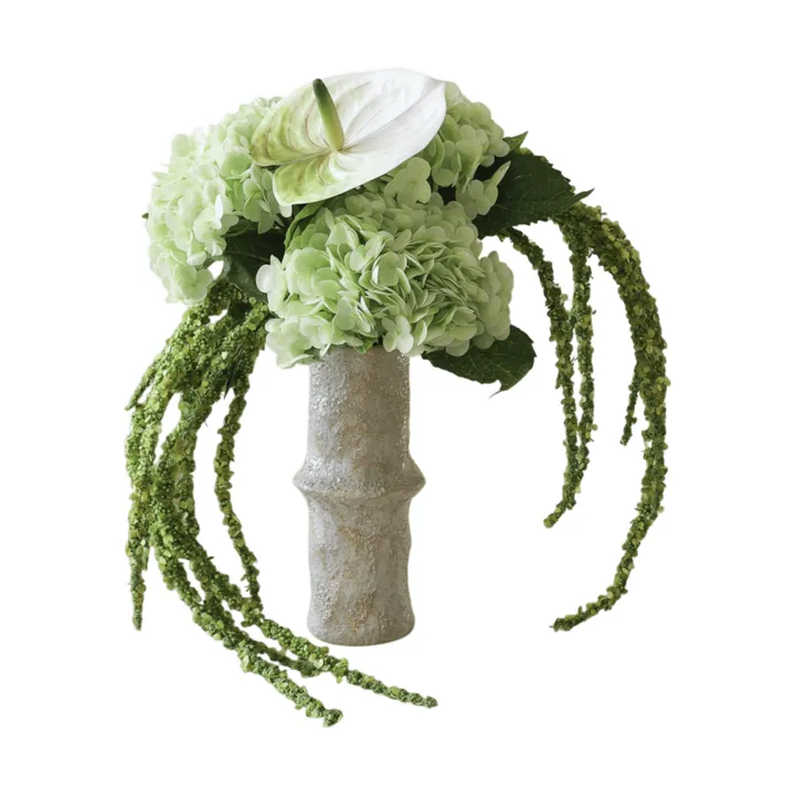 kKunstblumen-Bouquet Dewdrop Symphony - Hortensien hellgrün Anthurium-Amarant 6 St. - Botané