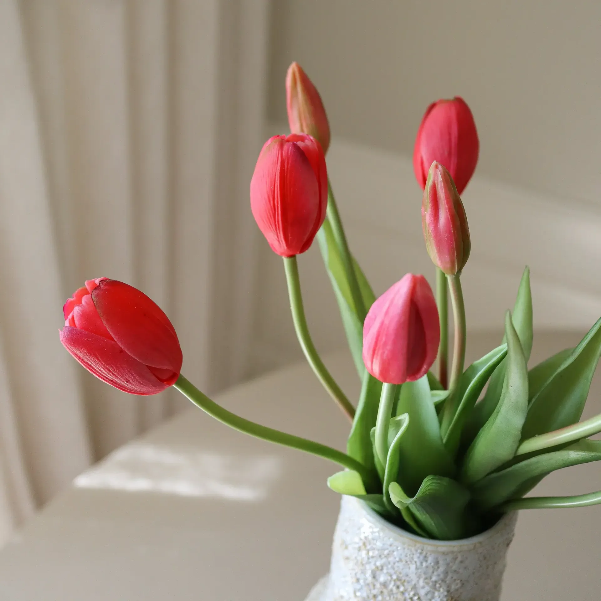 Künstliches Tulpen-Bouquet, Hellrot, 5 Stk. Botané