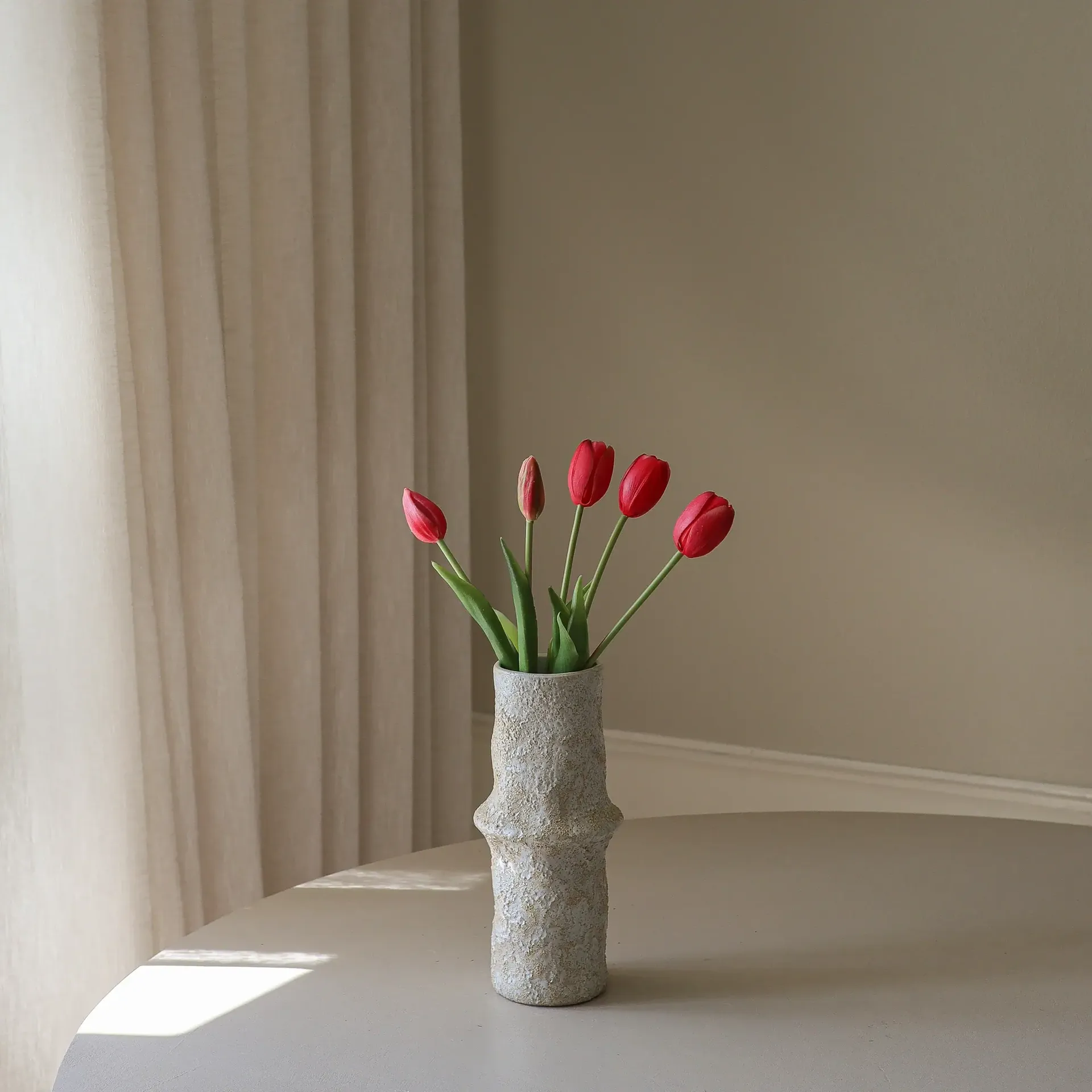 Künstliches Tulpen-Bouquet, Hellrot, 5 Stk. Botané