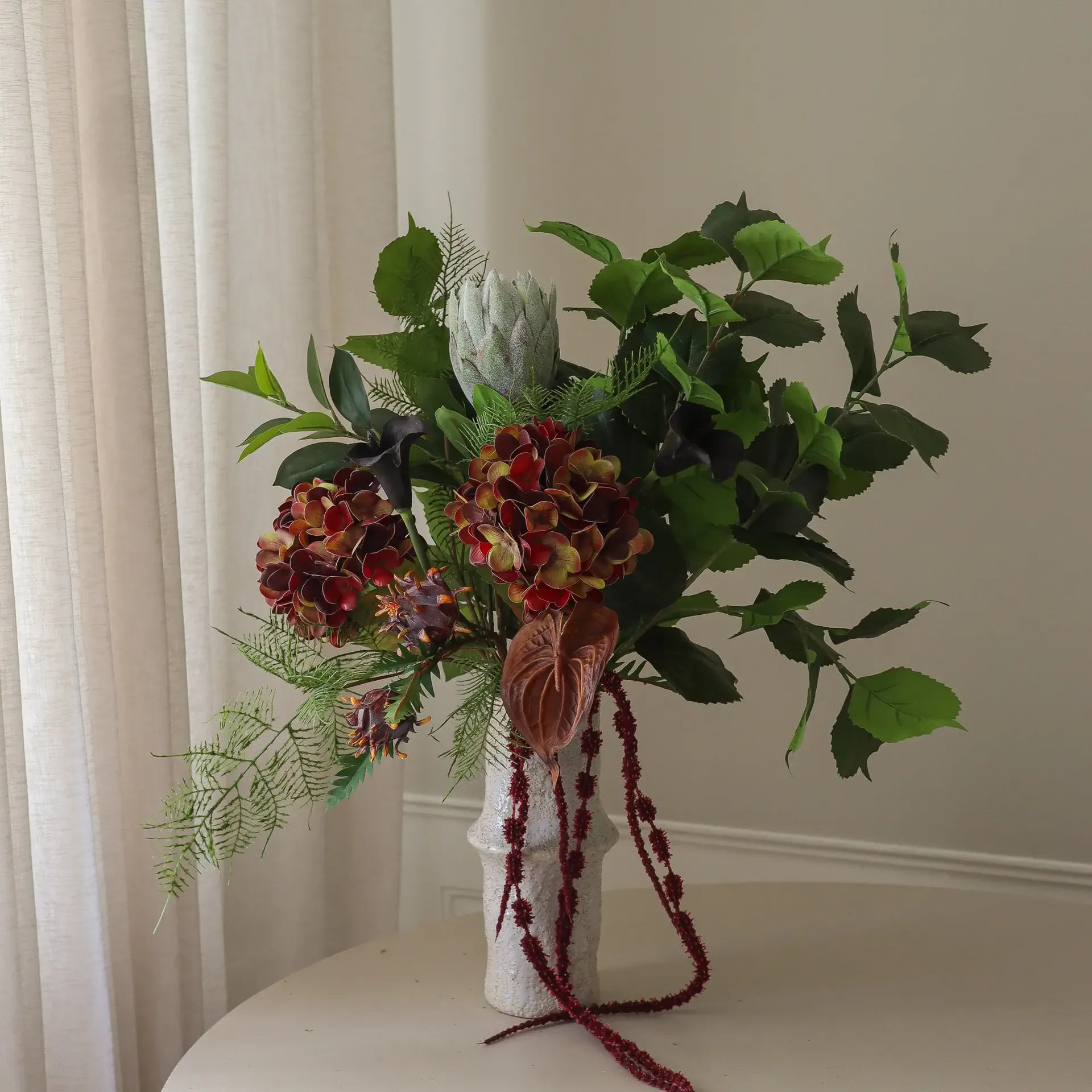 Noir Botanica Kunstblumenstrauß, Hortensie-Kalla-Anthurie 112 cm, 15 St. Botané