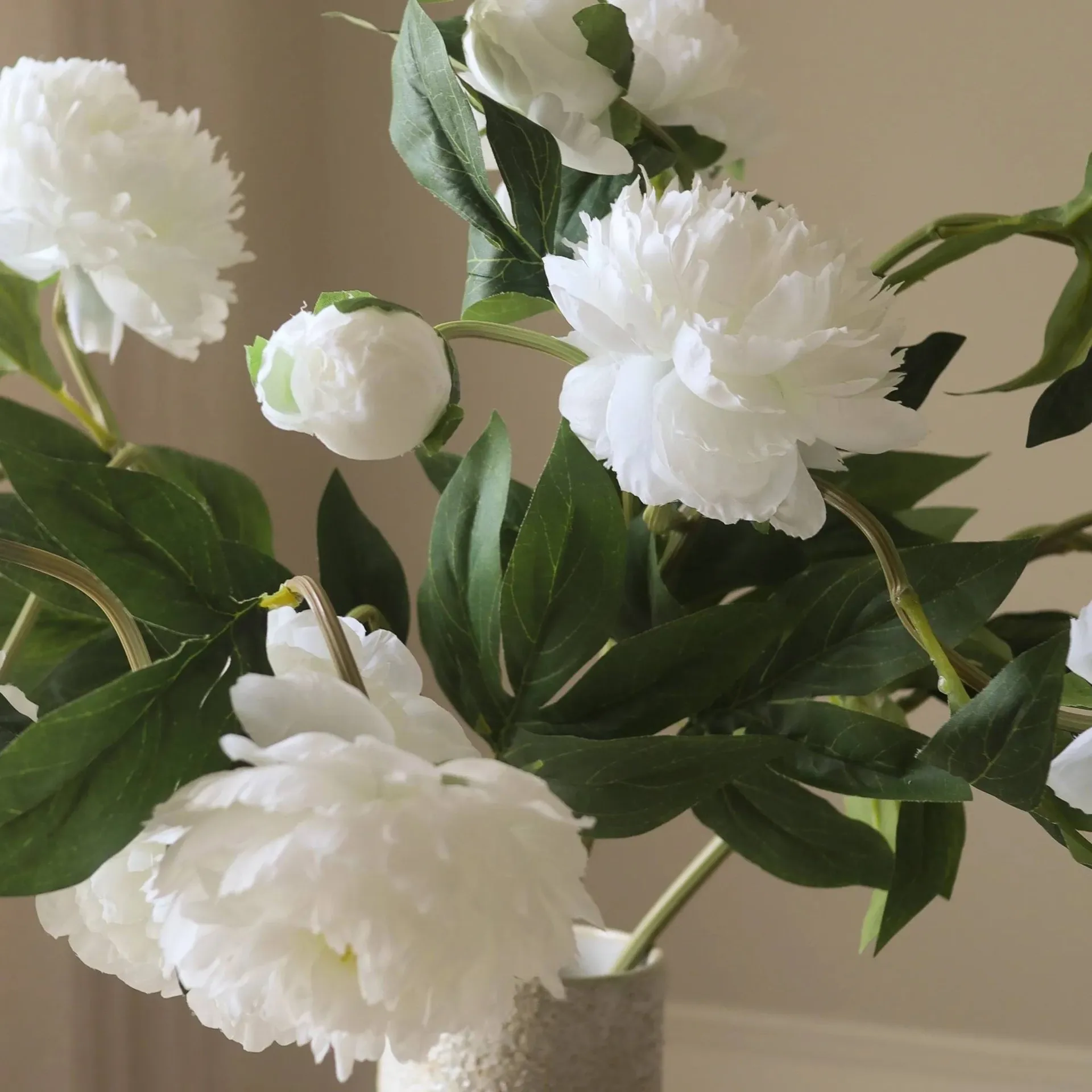 Pion Künstlicher Strauß, Medium, Weiß 5 St. Botané