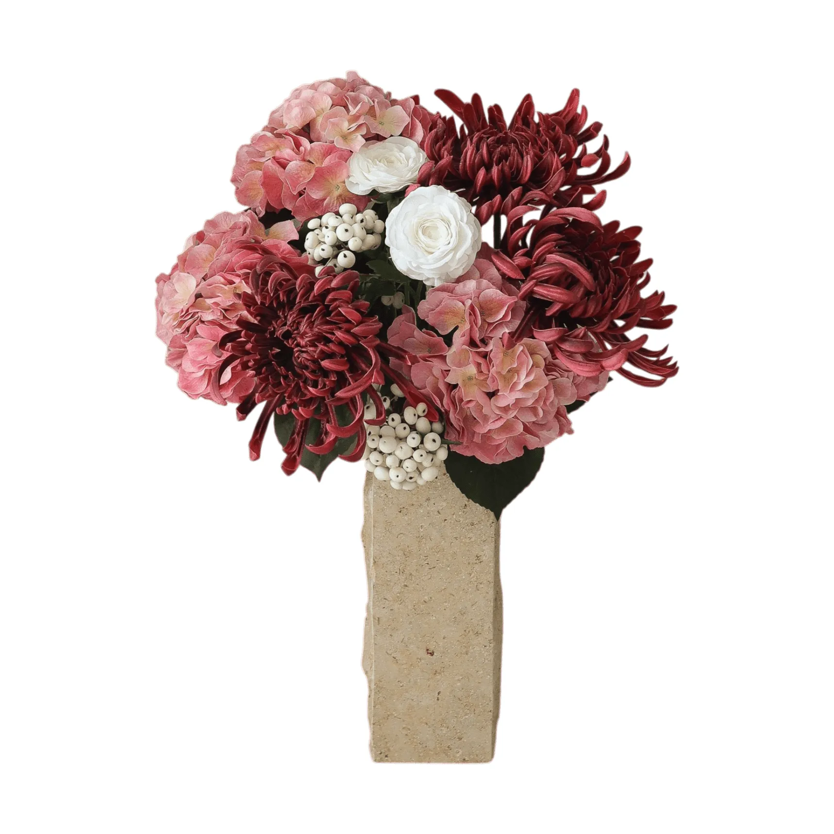 Rose reverie Kunstblumenstrauß, Hortensie, Spinnen-Chrysantheme, Ranunkel, 77 cm Botané