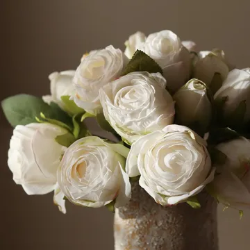Rosen künstlicher Strauß - Mini, Weiß 10 St. - Botané