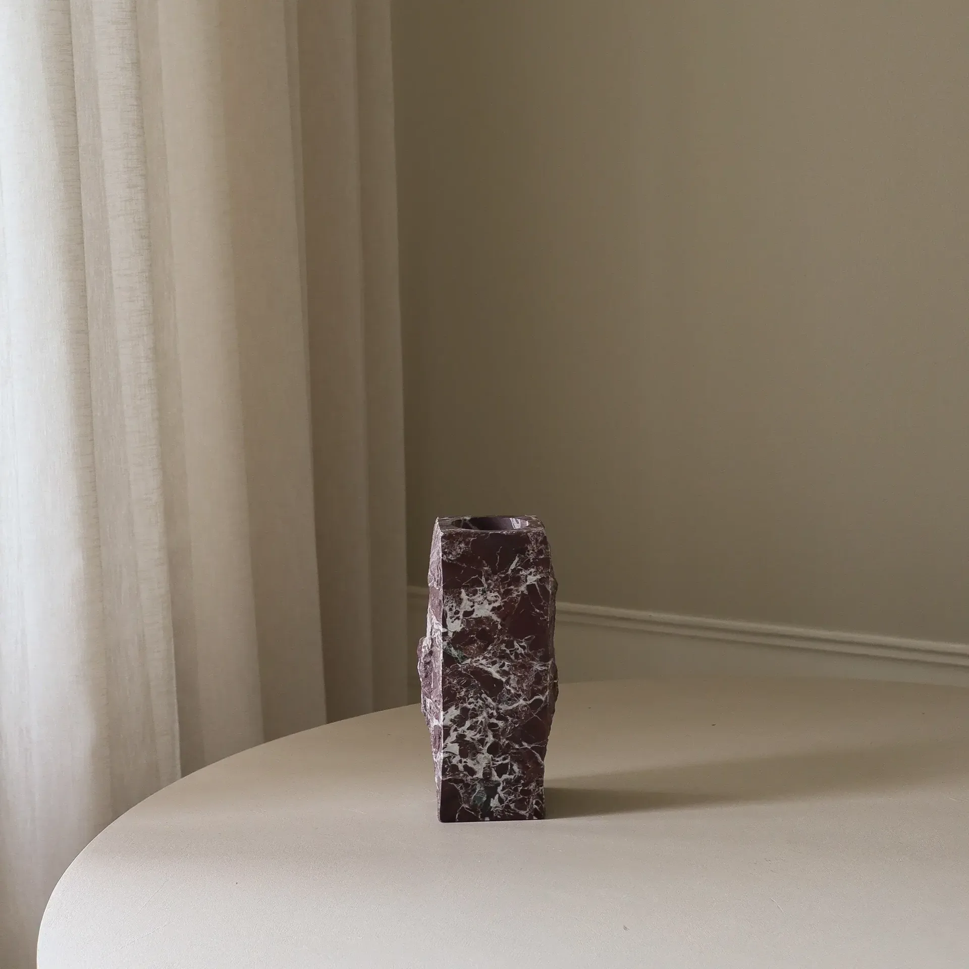 Rosso Levanto Edge Marmorbasis Vase, Klein, 25 cm Botané