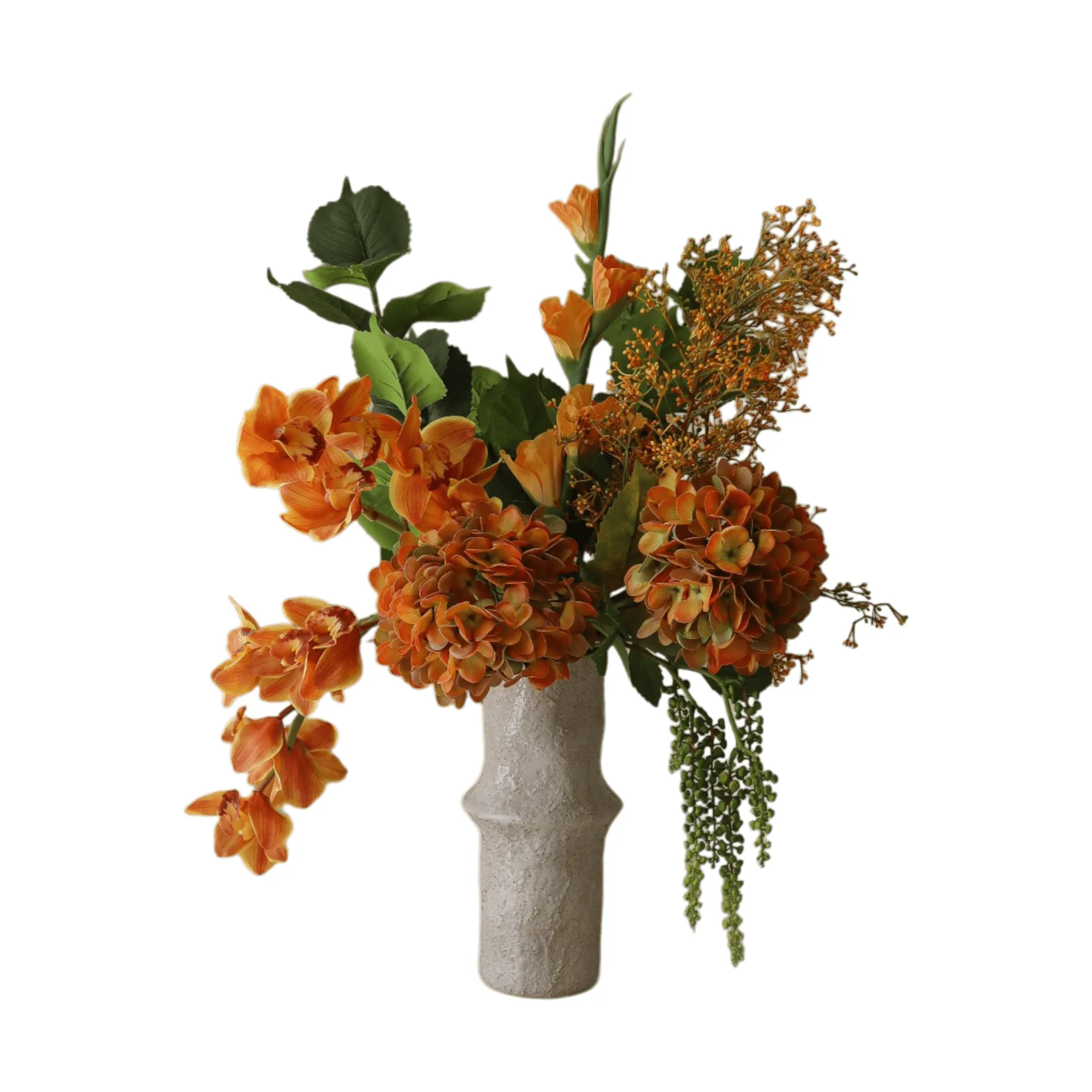 The Orangery Kunstblumenstrauß, Cymbidium-Orchidee-Gladiolus-Hortensie, 85 cm, 10 St. Botané