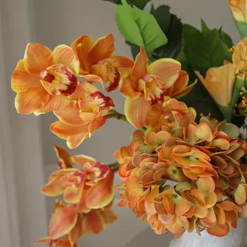 The Orangery Kunstblumenstrauß - Cymbidium-Orchidee-Gladiolus-Hortensie, 85 cm, 10 St. - Botané