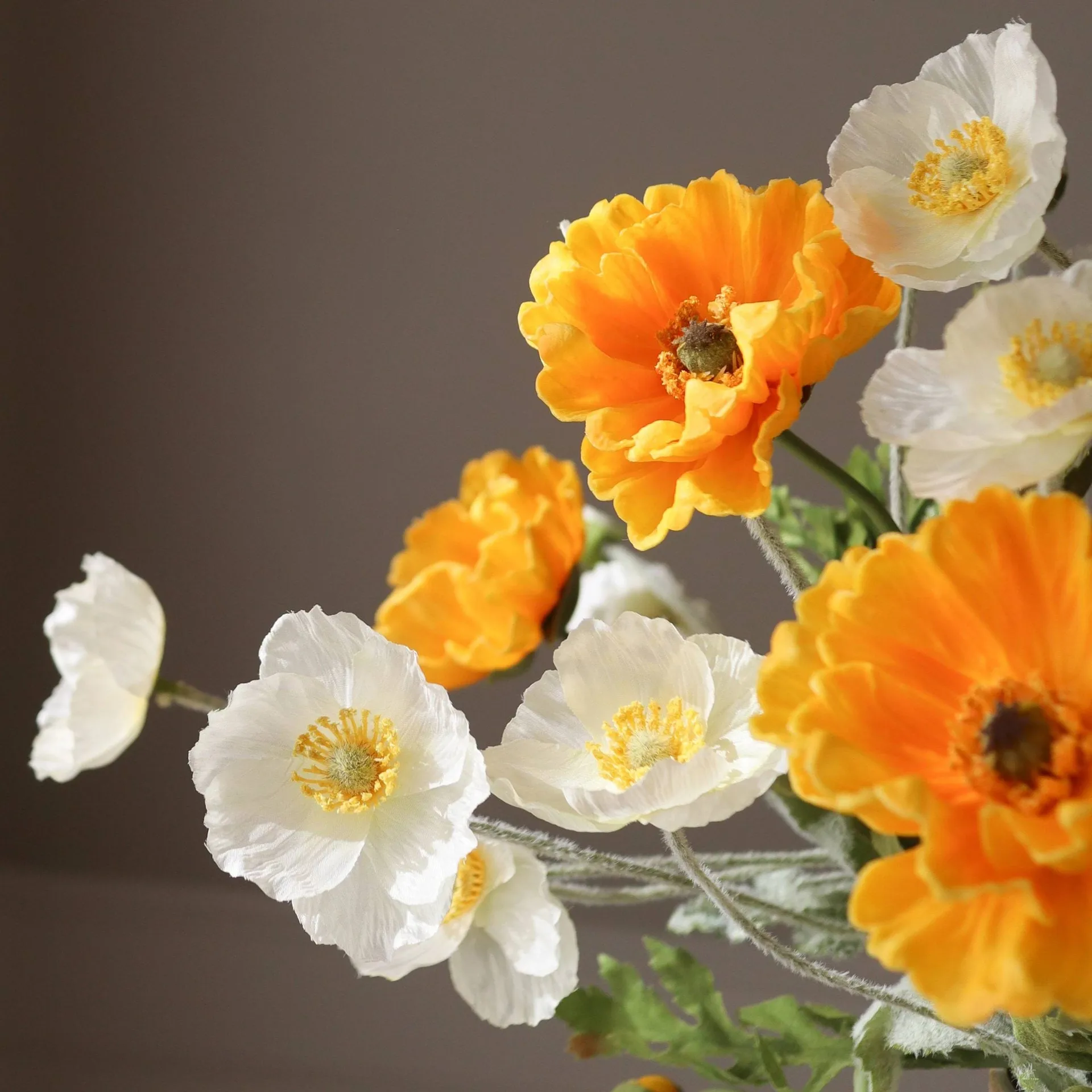 Vallmo Kunstblumen-Bouquet, Daylight, weiß-orange Botané