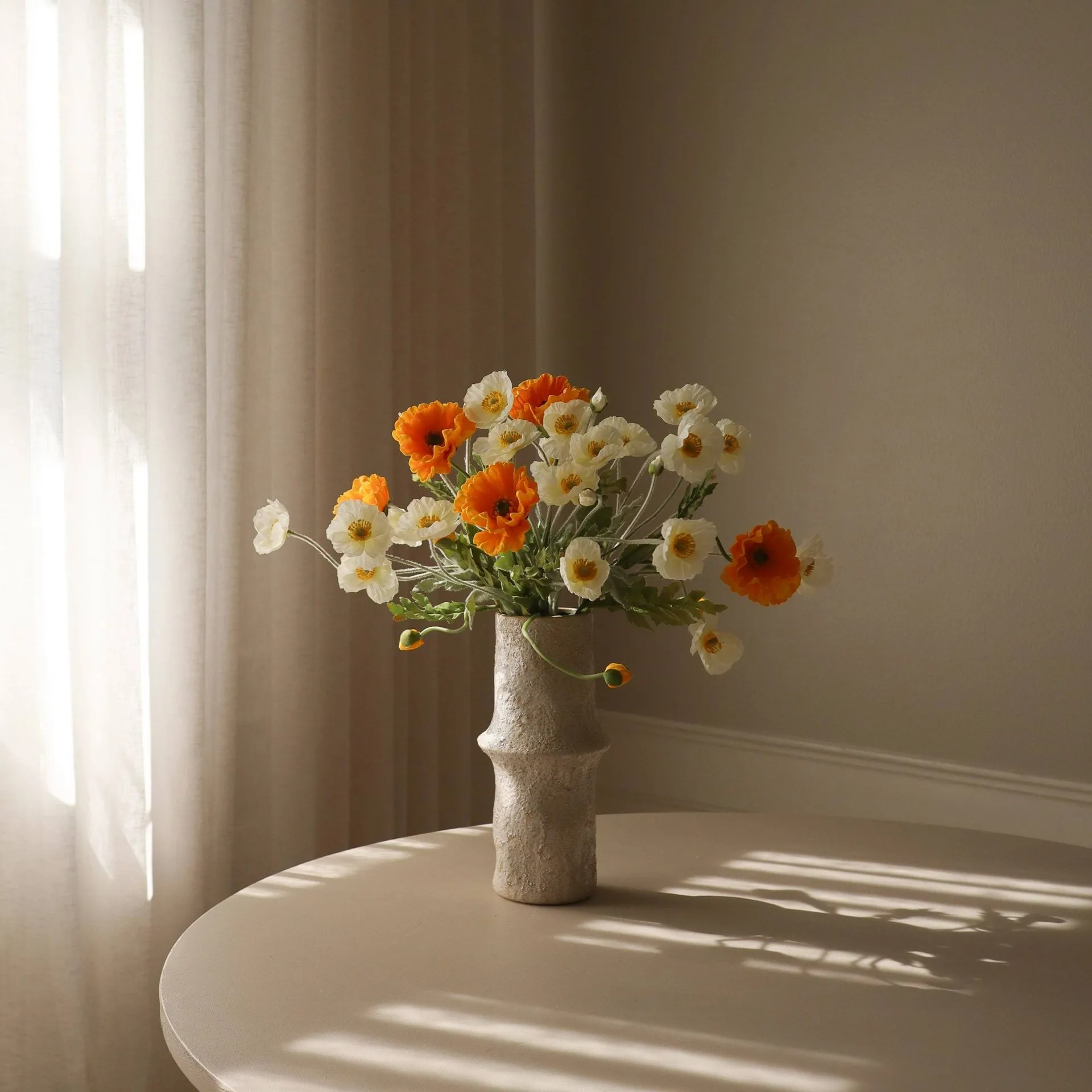 Vallmo Kunstblumen-Bouquet, Daylight, weiß-orange Botané