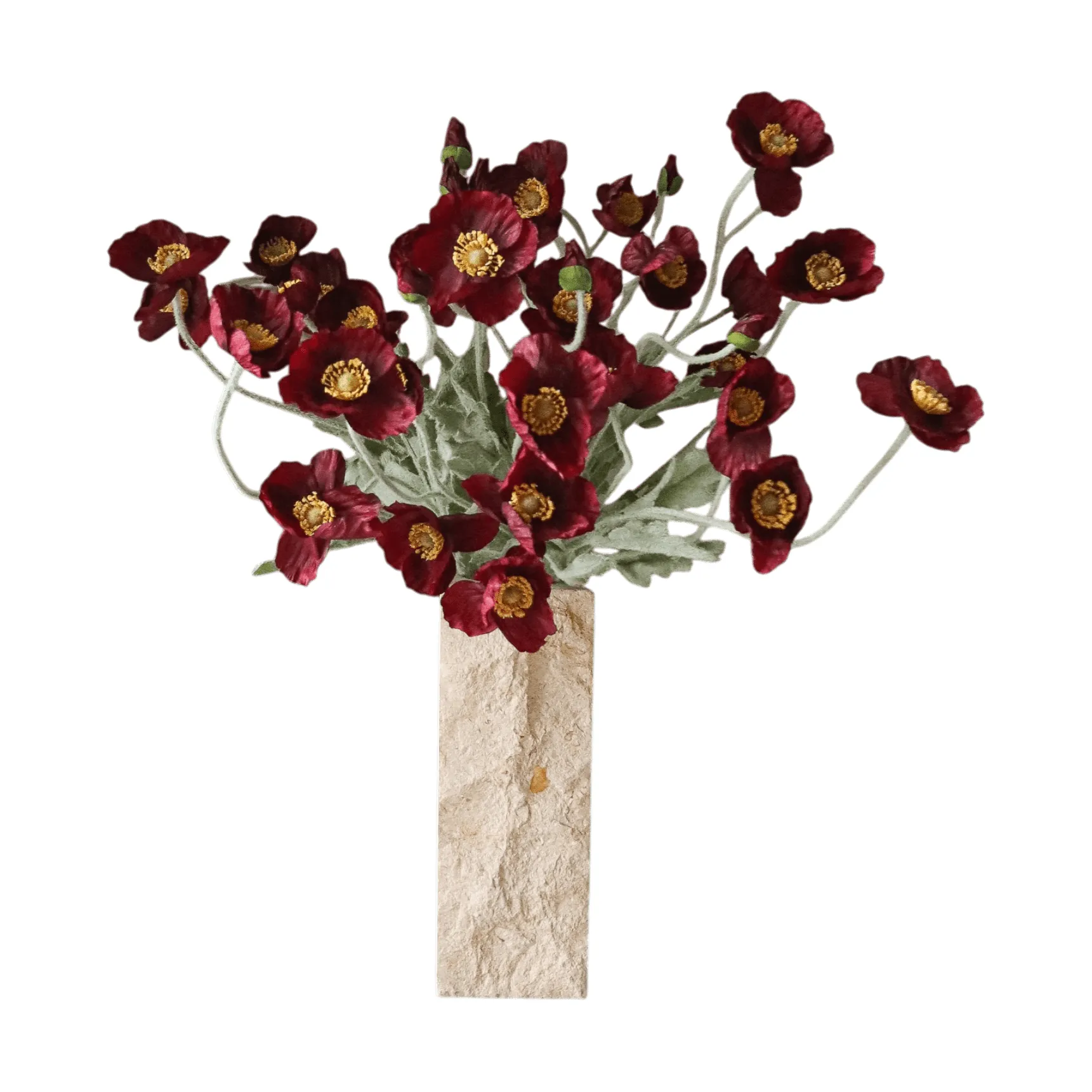 Vallmo Kunstblumenstrauß, Burgunderrot, 56 cm, 10 Stk. Botané