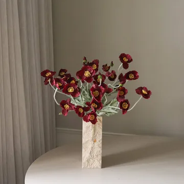 Vallmo Kunstblumenstrauß - Burgunderrot, 56 cm, 10 Stk. - Botané