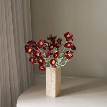 Vallmo Kunstblumenstrauß - Burgunderrot, 56 cm, 10 Stk. - Botané