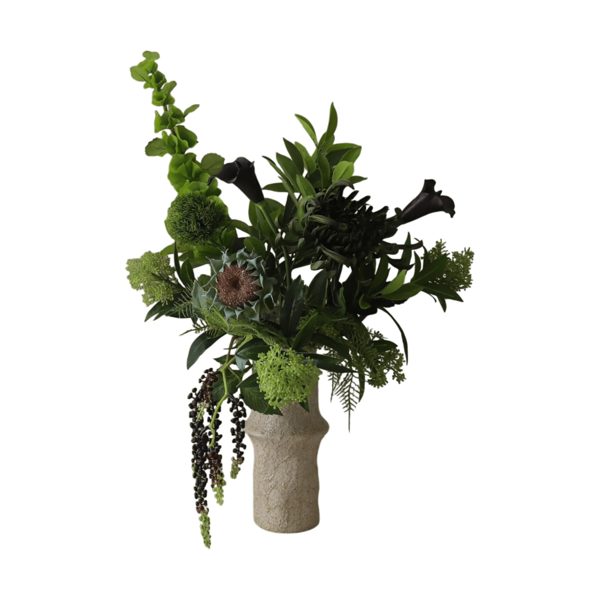 Verdant Noir Kunstblumenstrauß, Calla-Spinnen-Chrysantheme-Herbstsonnenblume, 92 cm, 13 St. Botané