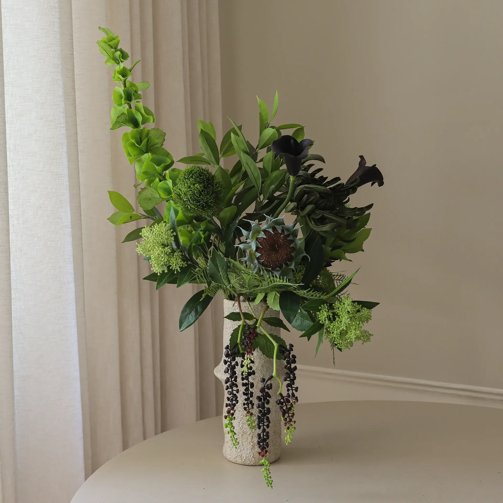 Verdant Noir Kunstblumenstrauß, Calla-Spinnen-Chrysantheme-Herbstsonnenblume, 92 cm, 13 St. Botané