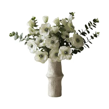 White Satin Kunstblumen-Bouquet - Anemone-Eukalyptus 9 St. - Botané