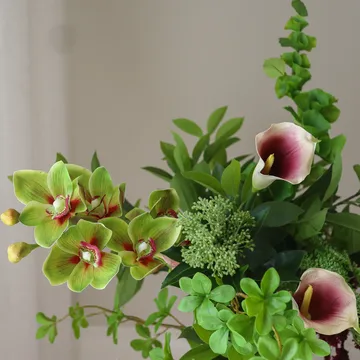 Wild Grove Kunstblumenstrauß - Calla-Cymbidium-Orchidee-Wilde Möhre, 112 cm, 16 St. - Botané