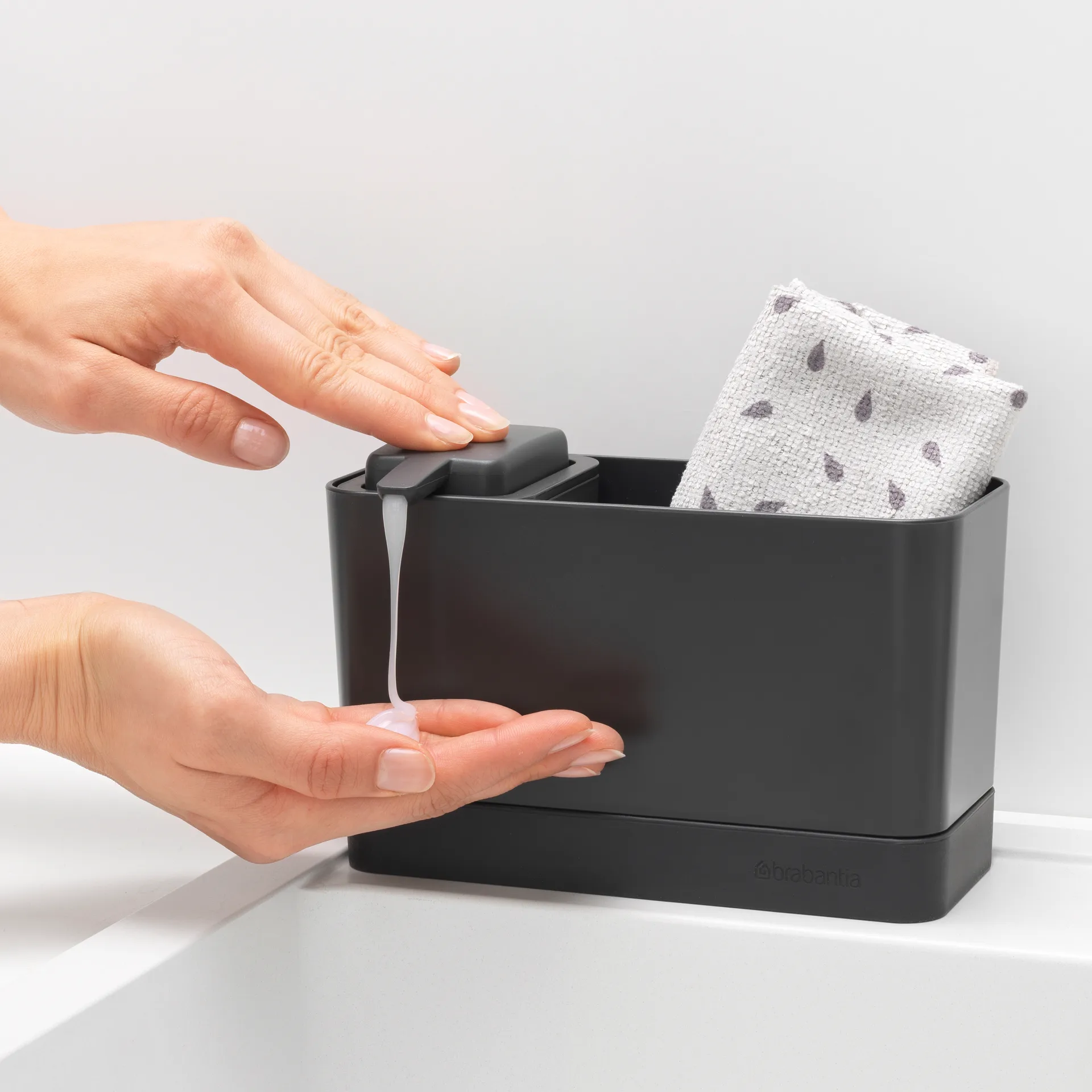 Brabantia Spülbecken Organizer mit Seifenspender, Dunkelgrau Brabantia