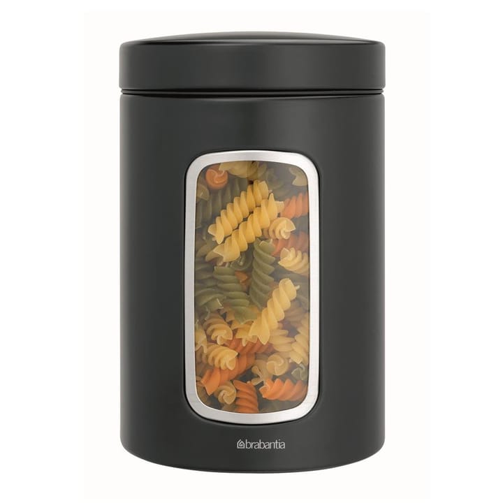 Brabantia Verwahrungsdose mit Fenster 1,4 Liter, Schwarz matt Brabantia