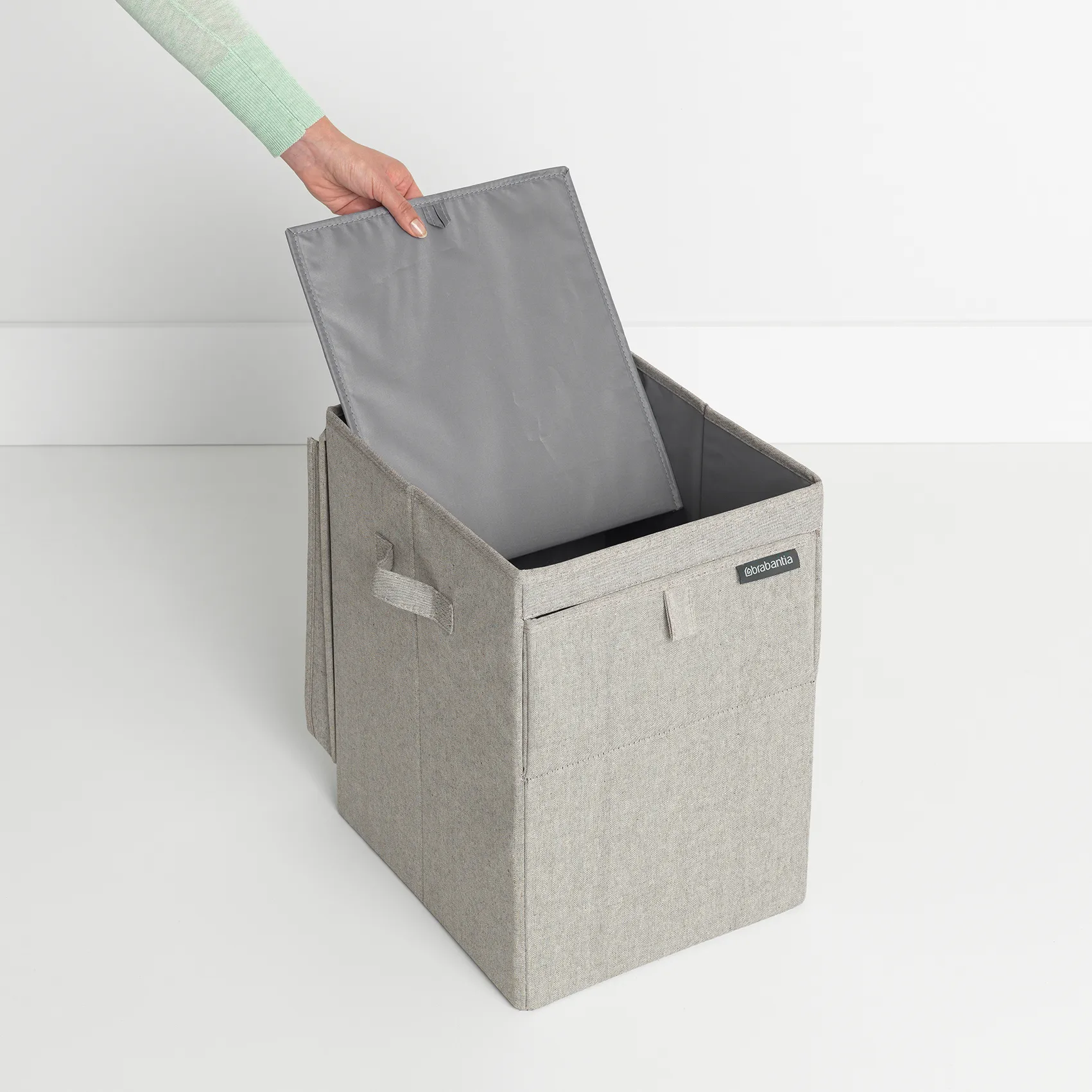 Brabantia Wäschekorb stapelbar 35 Liter, Hellgrau Brabantia