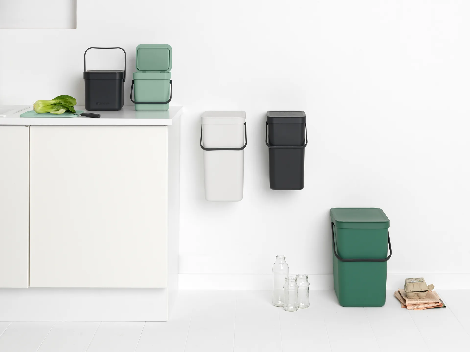 Sort & Go Abfalleimer 3 L, Jade green Brabantia