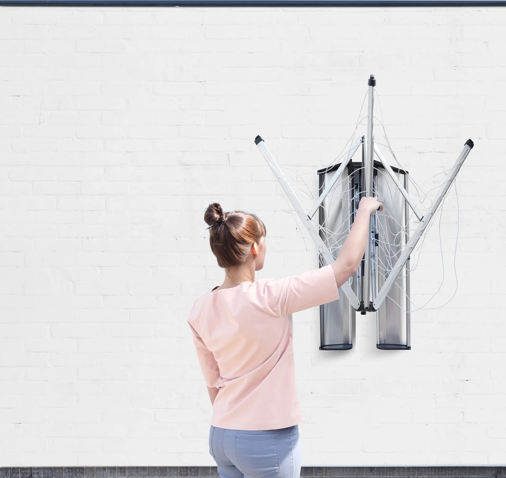 WallFix Wäschetrockner 24 m mit Schutzbox, Grau Brabantia